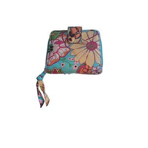 Vera Bradley Floral Wallet With Zipper & Snap Closure - Turquoise & Pink